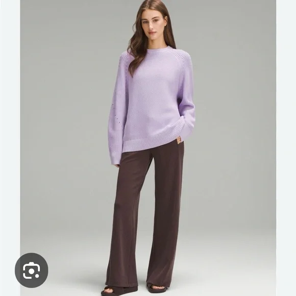 Lululemon Reversible Double Knit Crewneck Sweater Merino Wool purple Women 8 - Picture 2 of 4
